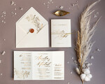 Zaproszenia ślubne Złote Glamour zaproszenia na ślub w plenerze, glamour złote i srebrne napisy, zaproszenia ślubne z kopertą i sznurkiem 0