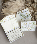 Zaproszenia ślubne Złote Glamour Poziome złote zaproszenia ślubne z lustrzanym monogramem, Kopertowe biało kremowe  zaproszenie na ślub złocone, zaproszenia na slub cywilny kwiatowe9