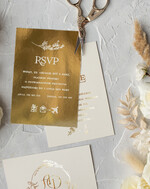 Zaproszenia ślubne Złote Glamour Złote zaproszenia ślubne robione na zamówienie, luksusowe wesele proste złocone zaproszenie ślubne9