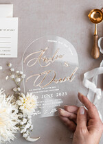 Zaproszenia ślubne Złote Glamour zaproszenia slubne przezroczyste, akrylowe zaproszenia na ślub, złote napisy na zaproszeniach ślubnych, eleganckie zaproszenia ślubne6