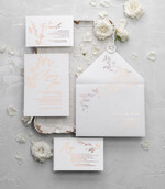 Zaproszenia ślubne Złote Glamour delikatne złote zaproszenia ślubne w eleganckim stylu glamour z motywem listków  3