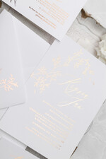 Zaproszenia ślubne Złote Glamour delikatne złote zaproszenia ślubne w eleganckim stylu glamour z motywem listków  5