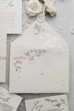 Zaproszenia ślubne Złote Glamour delikatne złote zaproszenia ślubne w eleganckim stylu glamour z motywem listków  6