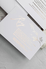 Zaproszenia ślubne Złote Glamour delikatne złote zaproszenia ślubne w eleganckim stylu glamour z motywem listków  7