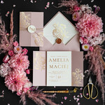 Zaproszenia ślubne Złote Glamour modne zaproszenia na ślub, glamour złote i błyszczące zaproszenia ślubne 1