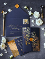 Zaproszenia ślubne Złote Glamour unikatowe zaproszenia ślubne glamour w pięknym granatowym kolorze 5