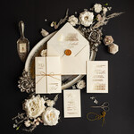 Zaproszenia ślubne Złote Glamour zaproszenia ślubne wykonywane ręcznie, proste złote zaproszenia na ślub, blyszczace zaproszenia slubne 1