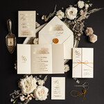 Zaproszenia ślubne Złote Glamour zaproszenia ślubne wykonywane ręcznie, proste złote zaproszenia na ślub, blyszczace zaproszenia slubne 0