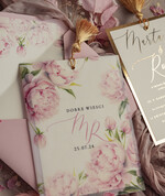 Zaproszenia ślubne Złote Glamour złote zaproszenia ślubne z kalkowym etui, różowe zaproszenie na ślub z piwoniamo złocone, zaproszenia na slub cywilny pudrowy róż peonie17