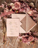 Zaproszenia ślubne Złote Glamour Rose Gold Minimalistyczne zaproszenia ślubne, złocone Brokatowe zaproszenie ślubne Nowoczesne zaproszenie na ślub 2