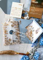 Zaproszenia ślubne Złote Glamour eleganckie zaproszenia ślubne, złote zaproszenia na ślub, niebieskie zaproszenia slubne, akrylowe zaproszenia na ślub zaproszenia glamour z lakiem10