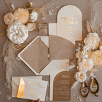 Zaproszenia ślubne Złote Glamour welurowe zaprosznia ślubne, zaproszenia na ślub z kieszonką, eleganckie zaproszenia slubne, złote zaproszenia na slub, beżowe zaproszenia ślubne4