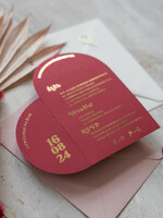 Zaproszenia ślubne Złote Glamour bordowe Nowoczesne Złote Zaproszenia ślubne Składane Serce, Złocone Minimalistyczne Zaproszenie na Ślub, Proste Zaproszenie ślubne z ozdobnym spinaczem 12