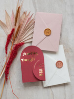 Zaproszenia ślubne Złote Glamour bordowe Nowoczesne Złote Zaproszenia ślubne Składane Serce, Złocone Minimalistyczne Zaproszenie na Ślub, Proste Zaproszenie ślubne z ozdobnym spinaczem 2