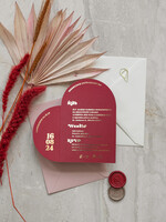 Zaproszenia ślubne Złote Glamour bordowe Nowoczesne Złote Zaproszenia ślubne Składane Serce, Złocone Minimalistyczne Zaproszenie na Ślub, Proste Zaproszenie ślubne z ozdobnym spinaczem 4