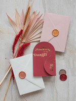 Zaproszenia ślubne Złote Glamour bordowe Nowoczesne Złote Zaproszenia ślubne Składane Serce, Złocone Minimalistyczne Zaproszenie na Ślub, Proste Zaproszenie ślubne z ozdobnym spinaczem 7