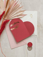 Zaproszenia ślubne Złote Glamour bordowe Nowoczesne Złote Zaproszenia ślubne Składane Serce, Złocone Minimalistyczne Zaproszenie na Ślub, Proste Zaproszenie ślubne z ozdobnym spinaczem 8