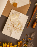 Zaproszenia ślubne Złote Glamour Złote Minimalistyczne zaproszenia ślubne, złocone Słoneczniki zaproszenie ślubne Nowoczesne zaproszenie na ślub ze słonecznikami2