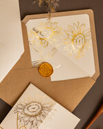 Zaproszenia ślubne Złote Glamour Złote Minimalistyczne zaproszenia ślubne, złocone Słoneczniki zaproszenie ślubne Nowoczesne zaproszenie na ślub ze słonecznikami3