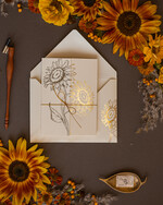 Zaproszenia ślubne Złote Glamour Złote Minimalistyczne zaproszenia ślubne, złocone Słoneczniki zaproszenie ślubne Nowoczesne zaproszenie na ślub ze słonecznikami6
