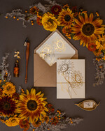 Zaproszenia ślubne Złote Glamour Złote Minimalistyczne zaproszenia ślubne, złocone Słoneczniki zaproszenie ślubne Nowoczesne zaproszenie na ślub ze słonecznikami8