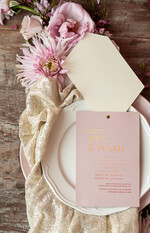 Zaproszenia ślubne Złote Glamour złote zaproszenia ślubne geometryczne minimalistyczne różowe ze zlotym zaproszenie na ślub 3