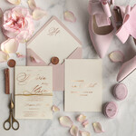 Zaproszenia ślubne Złote Glamour świecące litery różowe złoto delikatne zaproszenia ślubne przeźroczysta kalka2