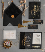 Zaproszenia ślubne Złote Glamour czarne zaproszenia na ślub, fazy księżyca zaproszenia ślubne, wyjątkowe zaproszenia slubne z fazami księżyca, czarne i złote zaproszenia ślubne  10