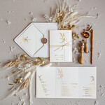 Zaproszenia ślubne Złote Glamour kartki ślubne ręcznie robione, luksusowe wesele w zamku, świecący nadruk na zaproszeniach 0