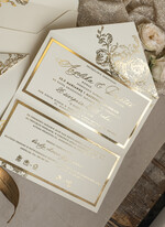 Zaproszenia ślubne Złote Glamour złote zaproszenia ślubne zamykane w kopertę, Kopertowe zaproszenie na ślub w złocie, zaproszenia na ślub w stylu glamour, złote napisy na zaproszeniach ślubnych3