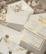 Zaproszenia ślubne Złote Glamour złote zaproszenia ślubne zamykane w kopertę, Kopertowe zaproszenie na ślub w złocie, zaproszenia na ślub w stylu glamour, złote napisy na zaproszeniach ślubnych8