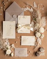 Zaproszenia ślubne Złote Glamour wyjątkowe zaproszenia ślubne, idealne na klasyczne wesele, zaproszenia ślubne z satynową wstążką 1