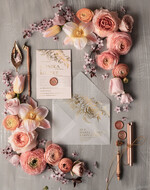 Zaproszenia ślubne Złote Glamour Proste zaproszenia na ślub ręcznie robione, luksusowe złote  zaproszenie slubne, różowe glamour zaproszenia ślubne z lakiem 3