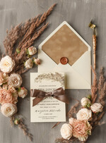 Zaproszenia ślubne Boho  Proste Boho Zaproszenia Ślubne Trawa Pampasowa  Minimalistyczne Zaproszenia na Ślub Delikatne Zaproszenie Ślubne welurowa koperta zaproszenie ze wstążką 1