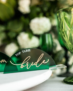 Winietki glamour eleganckie winietki na stół weselny wizytówki ślubne, złote glamour winietki na stoły weselne, zielone winietki na ślub11