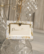 Winietki glamour ślubne winietki z kwiatami, złote lub srebrne napisy, winietki na stół weselny ze złotym sercem, różowo złote winietki na ślub, dekoracje stołów weselnych 5