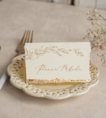 Winietki glamour winietki ślubne ze złotem, winietka na stół weselny z płatkami złota, winietki na stoły weselne ze złotem, winietki zdobione płatkami złota0