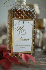 Zawieszki na butelki glamour zawieszki ślubne na butelki, złote śmieszne teksty2