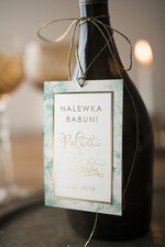 Zawieszki na butelki glamour zawieszki na wódkę weselną, złote z dowolną treścią0