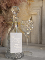 Zawieszki na butelki glamour zawieszki na alkohol weselny, złote z dowolnym tekstem, zawieszka na butelkę ze złotymi literami, ozdoba stołu weselnego6