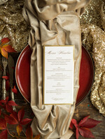 Menu glamour menu weselne na stoły karta dań weselnych, zlocone napisy dowolna treść3