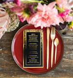 Menu glamour ślubne menu karta potraw weselnych, złote lub srebrne napisy wasza treść0