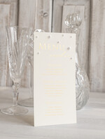 Menu glamour ślubne menu z planem podawania dań wesenych, wesele glamour złote litery, złote menu z perełkami, ozdoba stołu weselnego5