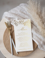 Menu glamour menu weselne na stoły karta dań weselnych, zlocone napisy dowolna treść, menu na stół weselny0