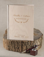 Księgi wpisów gości Drewniane  księga gości do wklejania zdjęć i wpisów gości weselnych, okładka z drewna grawerowane imiona i data0