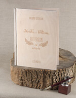 Księgi wpisów gości Drewniane  ślubny album na zdjęcia wklejane i ksiega gosci, okładka z drewna grawerowane imiona i data1