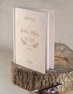 Księgi wpisów gości Drewniane  ślubny album na zdjęcia wklejane i ksiega gosci, okładka z drewna grawerowane imiona i data2