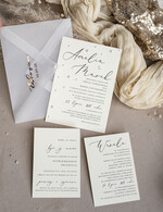 Zestawy Próbkowe próbki zaproszeń Próbka zaproszenia ślubne z perełkami, minimalistyczne zaproszenie na ślub z perełkami i kalką, rwane złocone zaproszenie na ślub cywilny perły8