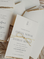 Zestawy Próbkowe próbki zaproszeń Próbka zaproszenia ślubne z tłoczeniem, Serwis Próbkowy minimalistyczne zaproszenie na ślub złocone, suchy przetłok złocone zaproszenie na ślub cywilny perły3