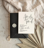 Zestawy Próbkowe próbki zaproszeń zestaw próbkowy zaproszeń na ślub nowoczesne zaproszenia slubne z czarną kopertą, proste zaproszenia na ślub, delikatne zaproszenia slubne1